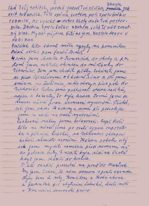 Dopis paní Zdeny Valentové